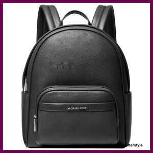 Pebbled Leather Backpack Chic Minimal Classic Daypack Adjustable Straps